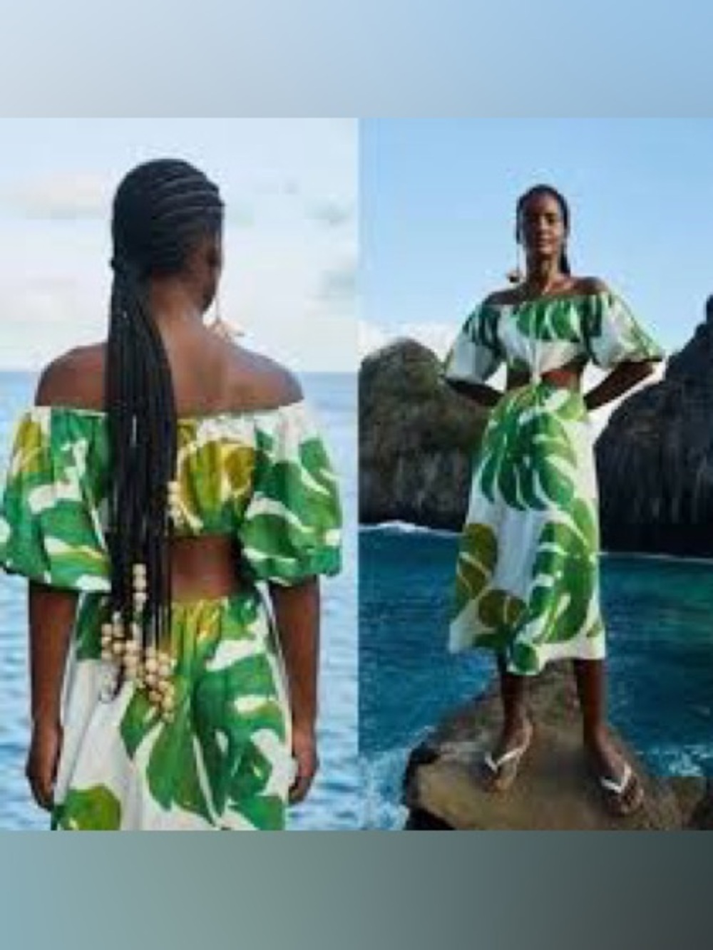 FARM RIO Midi Monstera Tropical Cutout Dress L